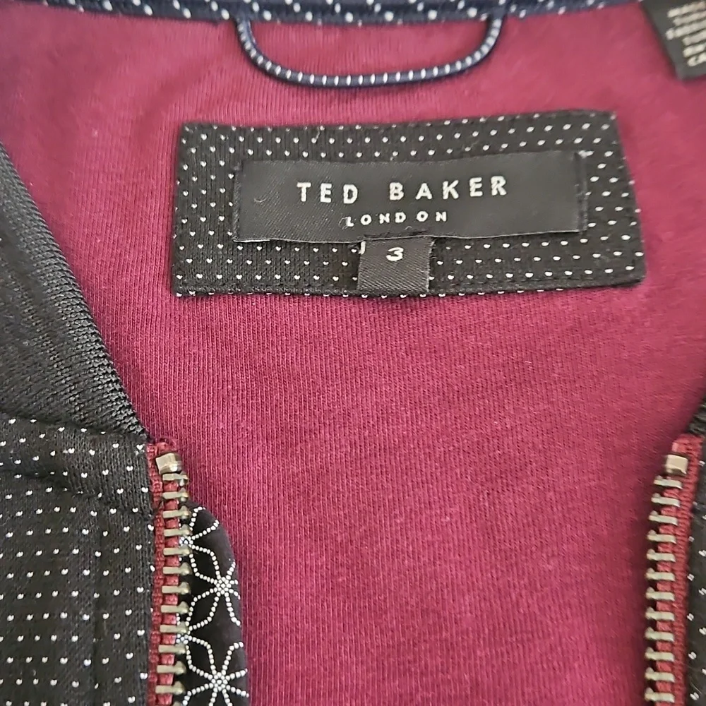 Ted Baker London Black Dobby Knit Bomber Jacket Size 3 Men's Medium